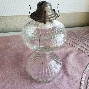 Vintage Queen Anne Glass Hurricane Oil Lamp